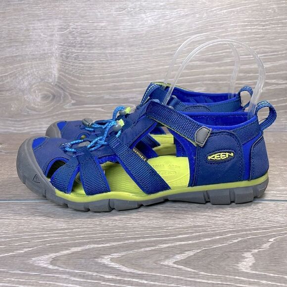 Keen Seacamp II CNX Big Boy Sz 5 Blue Depths Chartreuse Sports Hiking Sandals - Picture 3 of 10